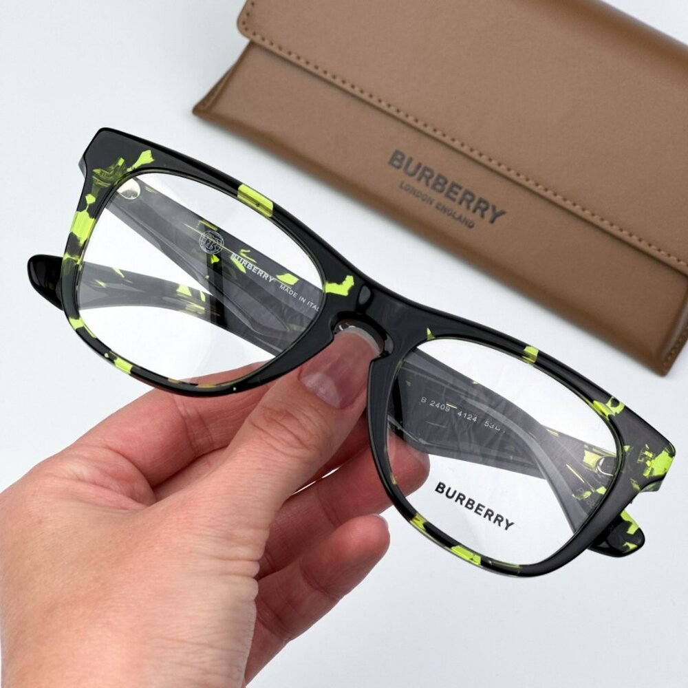 Burberry Be2409 4124 Brand New Eyeglasses Green Havana Square Unisex